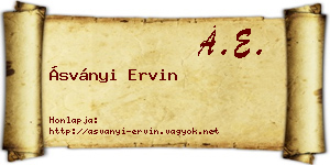 Ásványi Ervin névjegykártya