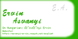 ervin asvanyi business card
